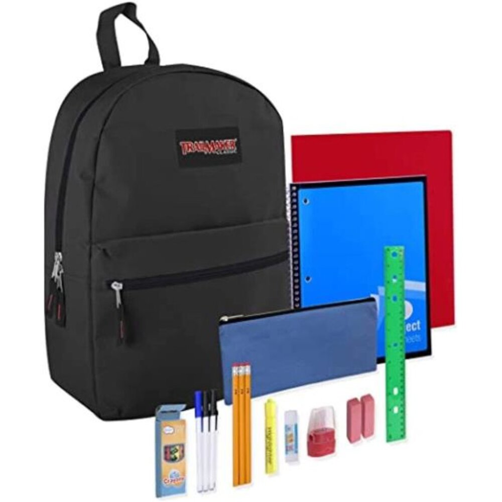 Kids 20 Pcs Trail Maker Black Bag‎ Backpack 17 inches with School Supplies